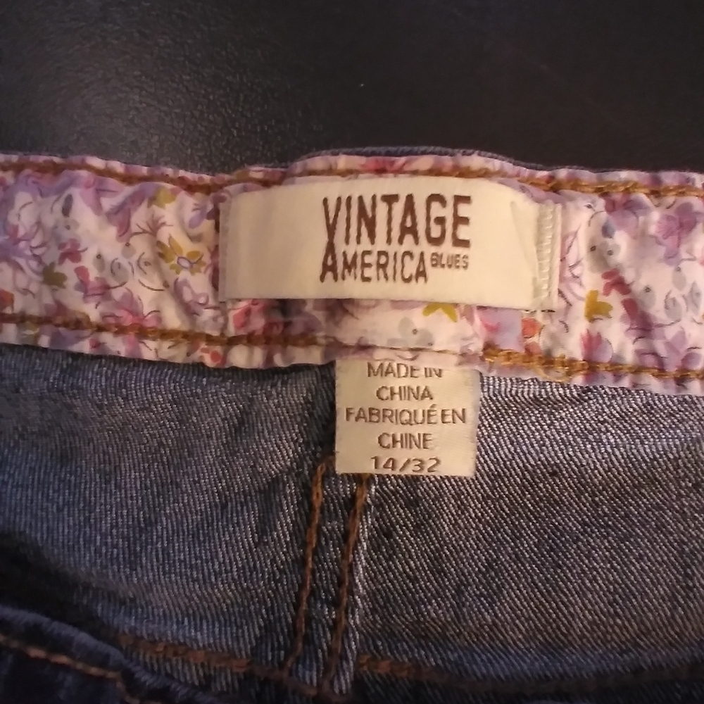 Vintage America Womens Denim Jean Boyfriend Size 14 Short Casual - Picture 9 of 9